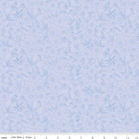 Periwinkle, Sewing Seeds Collection Porcelain Petals Cotton Fabric CD15962
