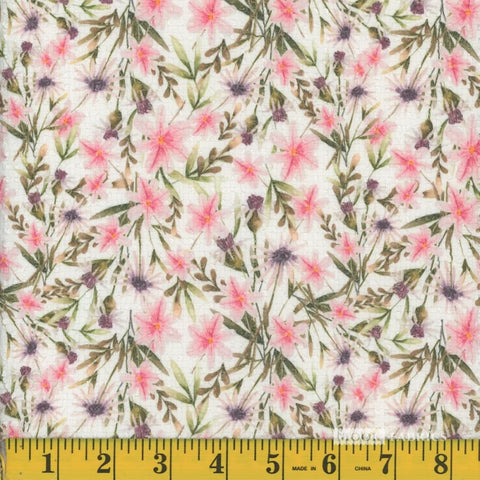pink, Wildflower Seersucker Stretch Fabric 1406