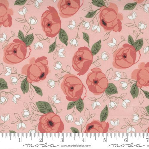 Rose Floral in Dark Pink / Light Pink / Green | Flannel Fabric | 44 Wide |  100% Cotton | By The Yard 170