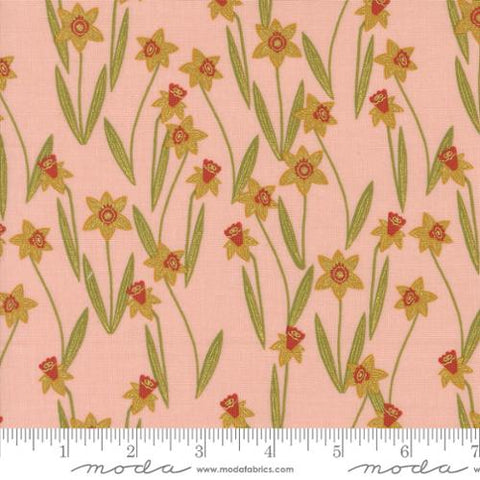 pink, Bee Garden Collection Darling Daffodils Cotton Fabric 48413