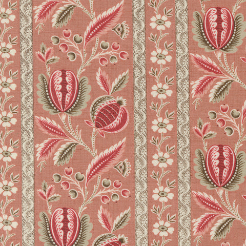 Chateau De Chantilly Collection Picardy Floral Stripes Cotton Fabric 13940 pink