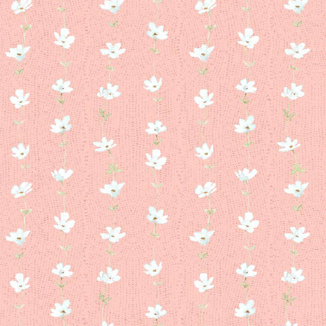 Daisy Days Collection Floral Stripe Cotton Fabric 83313 pink