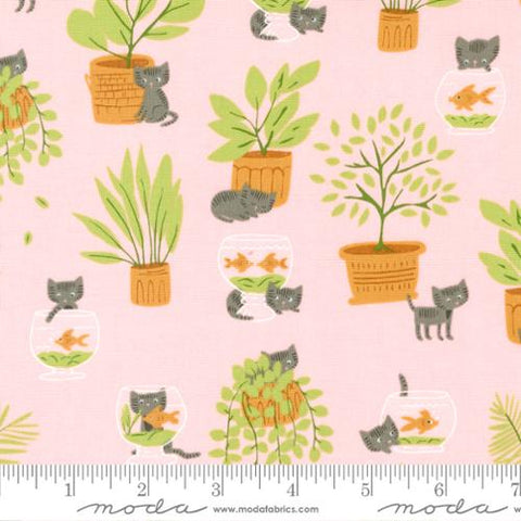 Here Kitty Kitty Collection Mischievous Kitty Cotton Fabric 20831 pink