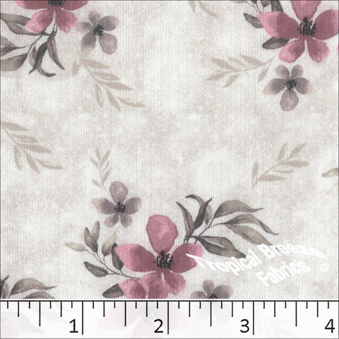 pink, Mini Rib Knit Floral Print Fabric 572519