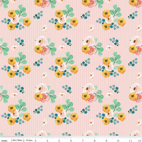 Spring Gardens Collection Bouquets Cotton Fabric C14111 pink