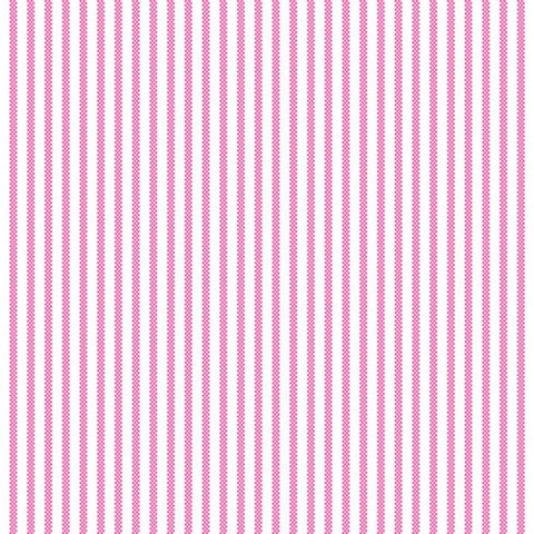 Pink, Ticking Stripe Cotton Flannel Fabric 6215