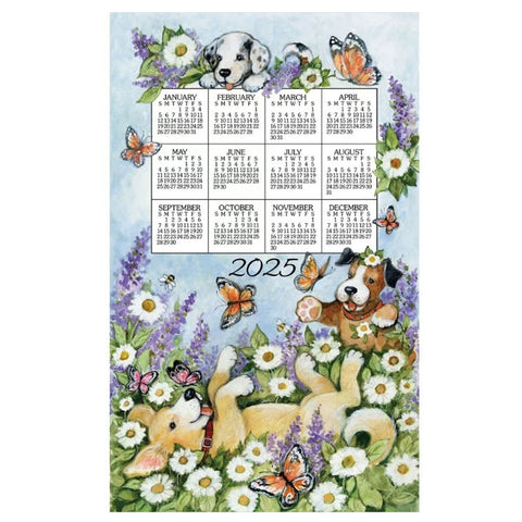 2025 Playful Puppies Calendar Towels