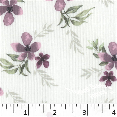 plum, Mini Rib Knit Floral Print Fabric 572519