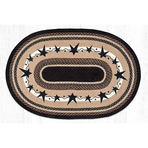 Black Primitive Star Rug