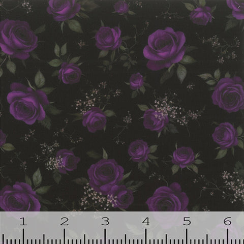 purple, Rose Print Dream Polyester Fabric 0006