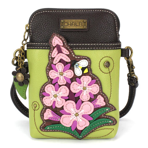 Purple Flower Cellphone Crossbody Bag