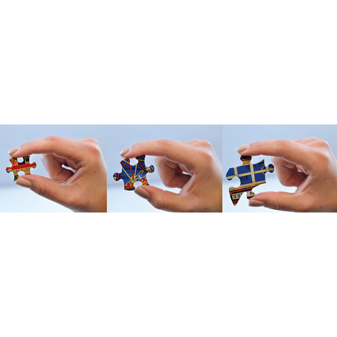 Different sized puzzle pieces