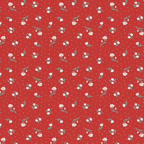 Fresh and Sweet Collection Small Floral Print Cotton Fabric red