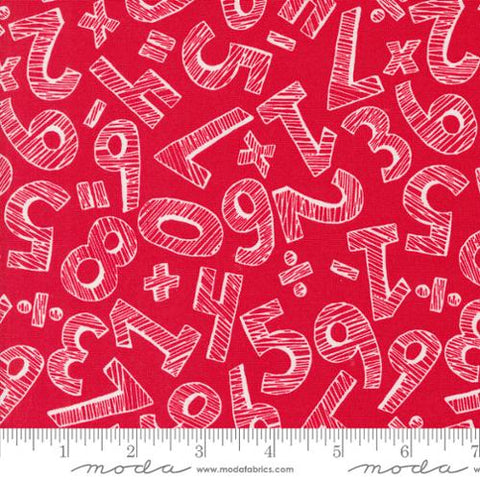 Back to School Collection Numbers Cotton Fabric 20893 red