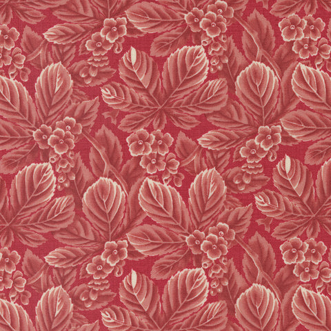 Chateau De Chantilly Collection Amelie Floral Leaf Cotton Fabric 13941 red