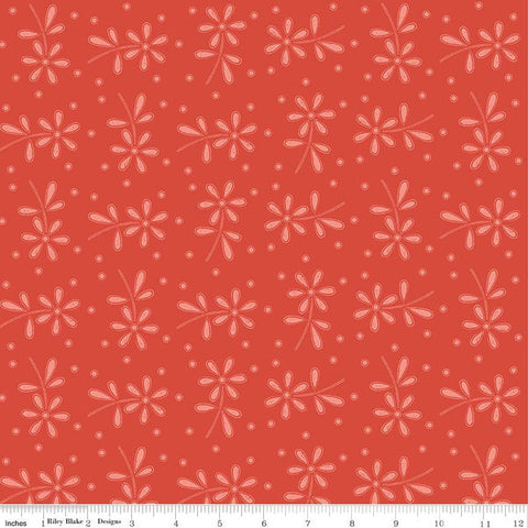Red, Sewing Seeds Collection Daisy Eyelet Toss Cotton Fabric CD15689