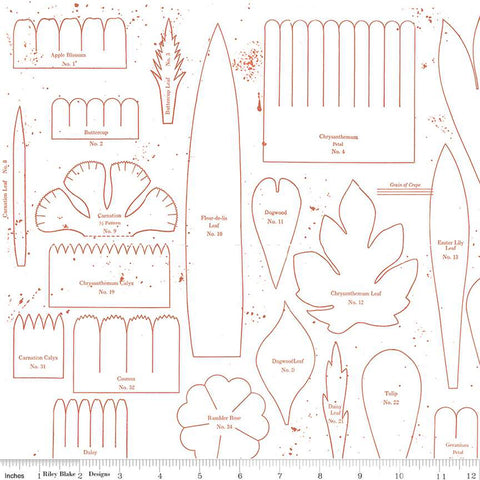 Red, Sewing Seeds Collection Posie Patterns Cotton Fabric CD15688