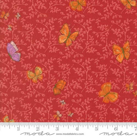 red, Superbloom Collection Butterfly Vines Cotton Fabric 48784