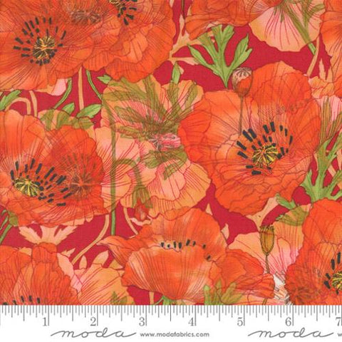 red, Superbloom Collection Large Poppy Cotton Fabric 48781