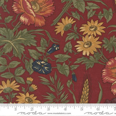red, Wheatland Collection Large Floral Cotton Fabric 9790