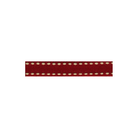 Red ribbon with white stitching