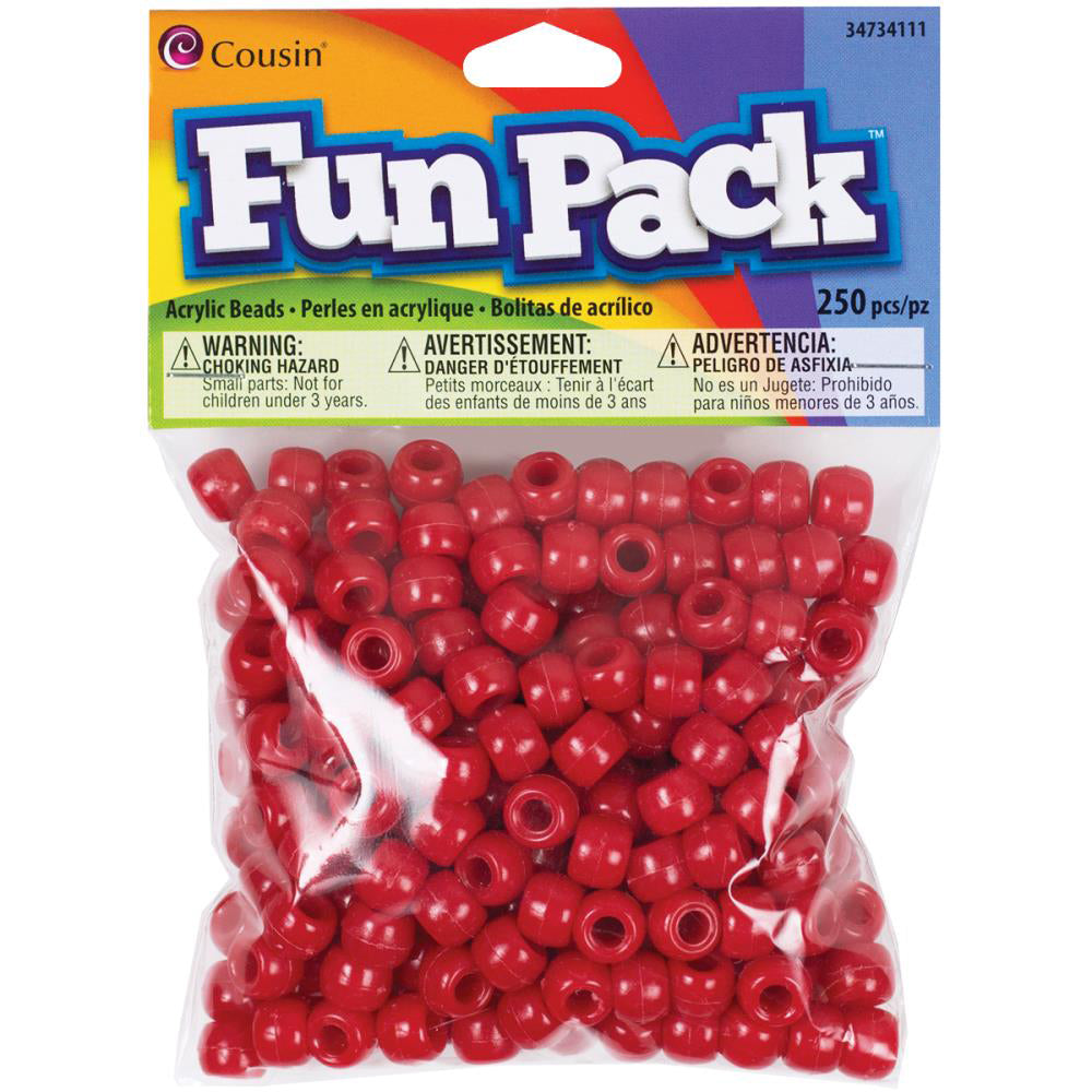 Create Red Plastic pony beads 500 Pack