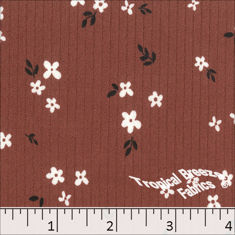redwood, Classic Rib Knit Floral Print Fabric 578516