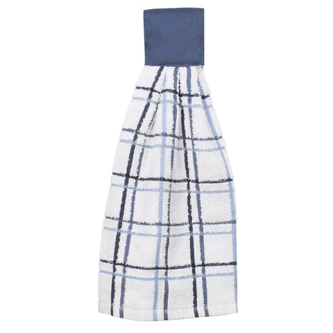multi check tie towel federal blue