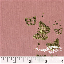 Crepe Knit Foil Butterfly Foil Print Fabric 32852 rose