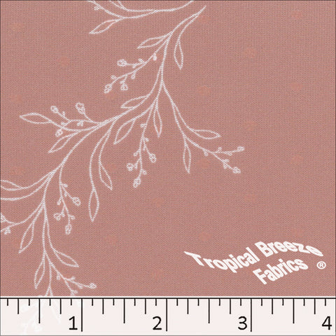 rose, Swiss Dot Knit Foliage Print Polyester Fabric 573515