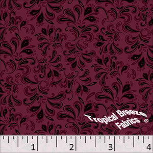 Standard Weave Fountain Print Poly Cotton Fabric 6076 ruby red