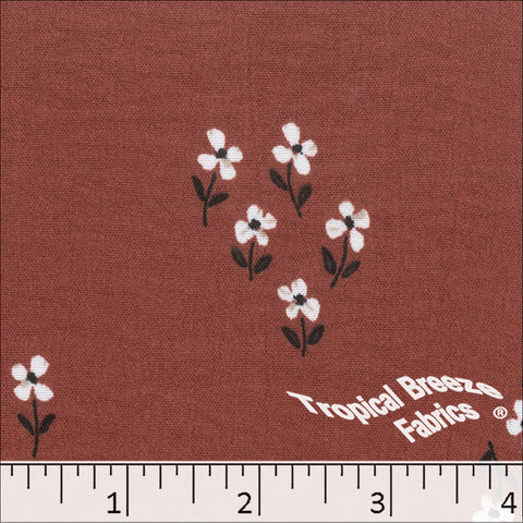 rust, Dream Crepe Floral Print Polyester Fabric 042528