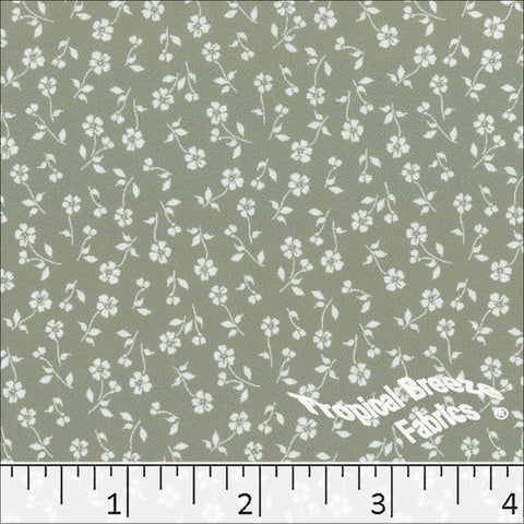 sage, Polyester Twill Chiffon Tiny Floral Print Fabric 045515