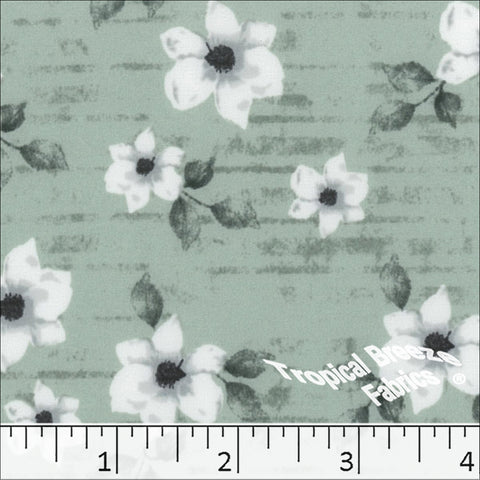 sage green, Quick Dry Stretch Crepe Floral Print Fabric 04452