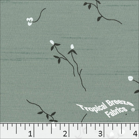 sage green, Tiny Floral Polyester Print Fabric 045512