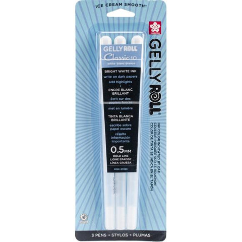 Bold 0.5mm Gelly Roll Classic White Pens
