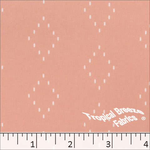 salmon, Quick Dry Stretch Crepe Diamond Print Fabric 04451