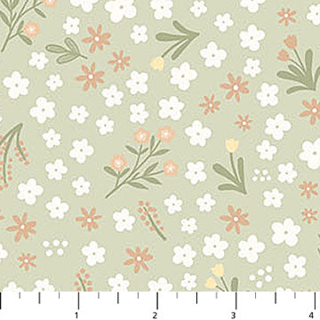 scattered flowers, Silly Goose Cotton Flannel Fabric F277
