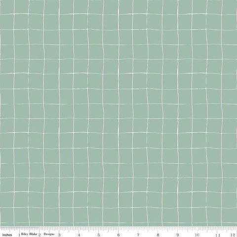 Forgotten Memories Grid Cotton Fabric sea glass
