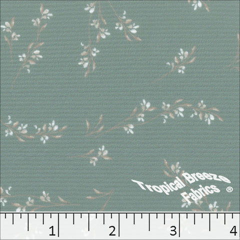 seafoam, Horizontal Rib Knit Floral Print Fabric 572517