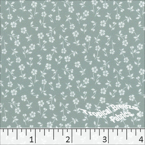seafoam, Polyester Twill Chiffon Tiny Floral Print Fabric 045515