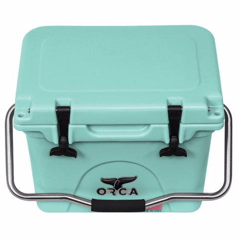 Orca 20 Quart Cooler in seafoam, top view