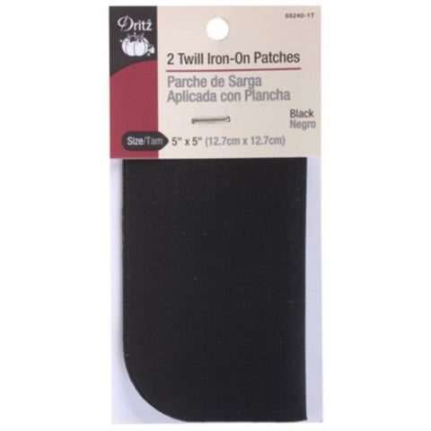 Black twill iron on
