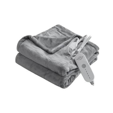 Sharkskin Gray Heated Plush Throw Blanket