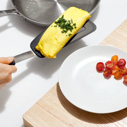 Serving omelets.