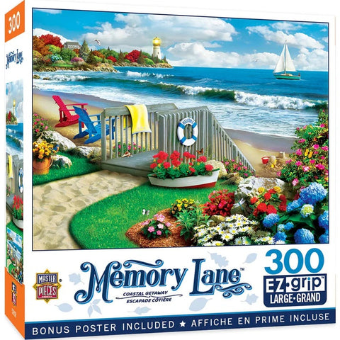 Memory Lane - Coastal Getaway 300 Piece EZ Grip Jigsaw Puzzle 32077 front of box