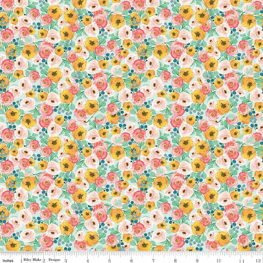 Cotton Quilt Fabric Nordic Spring Coolness Art Deco Floral Soft Pink