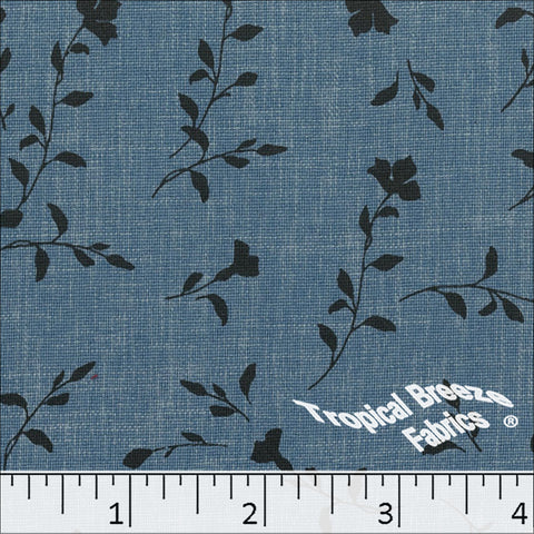 slate blue, Floral Print Polyester Fabric 045517