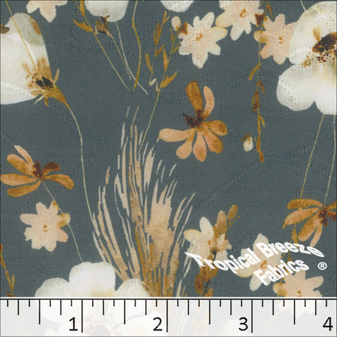 slate blue, Jacquard Knit Floral Print Fabric 572520