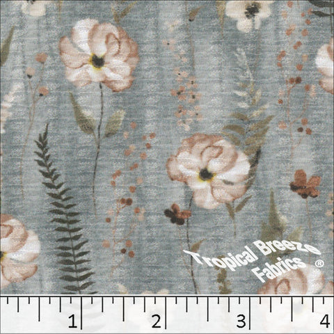 slate blue, Seersucker Floral Knit Dress Fabric 575510